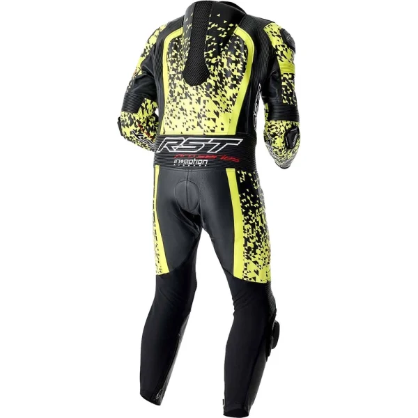 RST Pro Series D3O Airbag Perforated 1-Piece Leather Suit Black/Neon Yellow