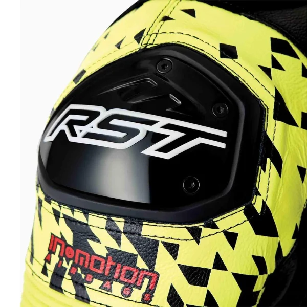 RST Pro Series D3O Airbag Perforated 1-Piece Leather Suit Black/Neon Yellow