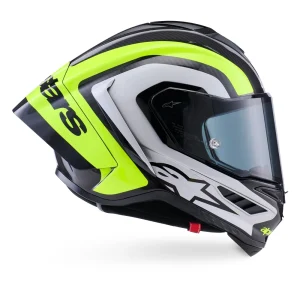 Alpinestars Supertech R10 Arius Helmet Black/White/Neon Yellow, Motoee.com