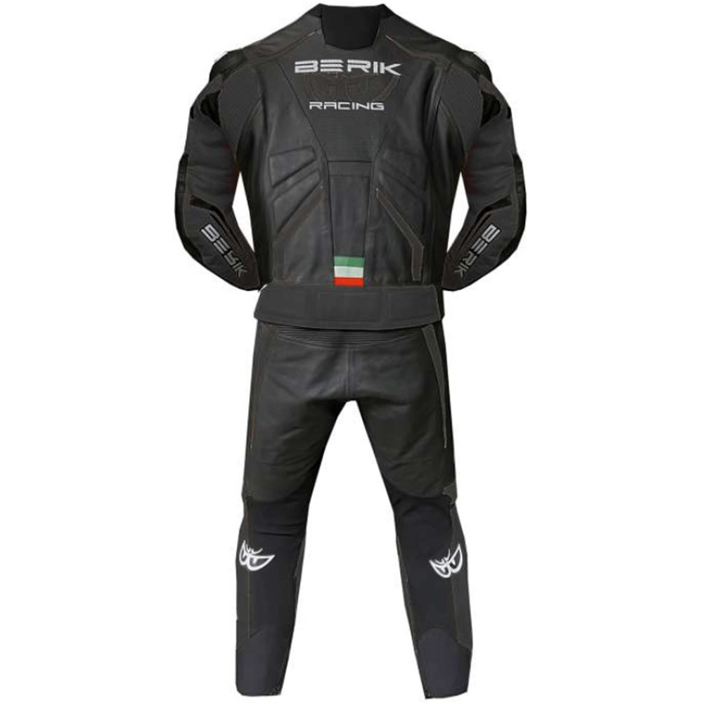 BERIK 56 レザージャケット 2ピース Berik Finthal 2-Piece Leather Suit Black/White • Motoee.com