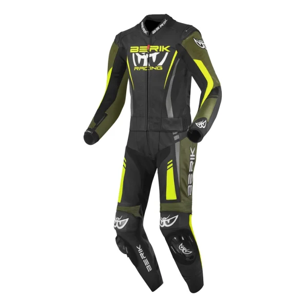 Berik Absolute GP2 2-Piece Leather Suit Black/Green/Neon Yellow