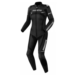 Bogotto Misano 2-Piece Ladies Leather Suit Black/Grey