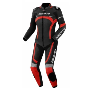 Bogotto Misano 2-Piece Ladies Leather Suit Black/Red