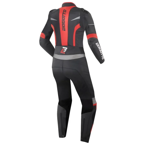 Bogotto Misano 2-Piece Ladies Leather Suit Black/Red