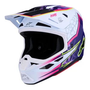 Alpinestars S-M7 Blaster MX Helmet White/Pink/Purple