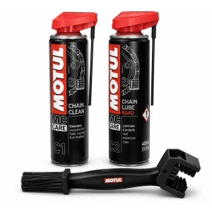 Motul Chain Care Kit Chain Maintenance Kit C1 Cleaner + C2 Road Spray + Brush
