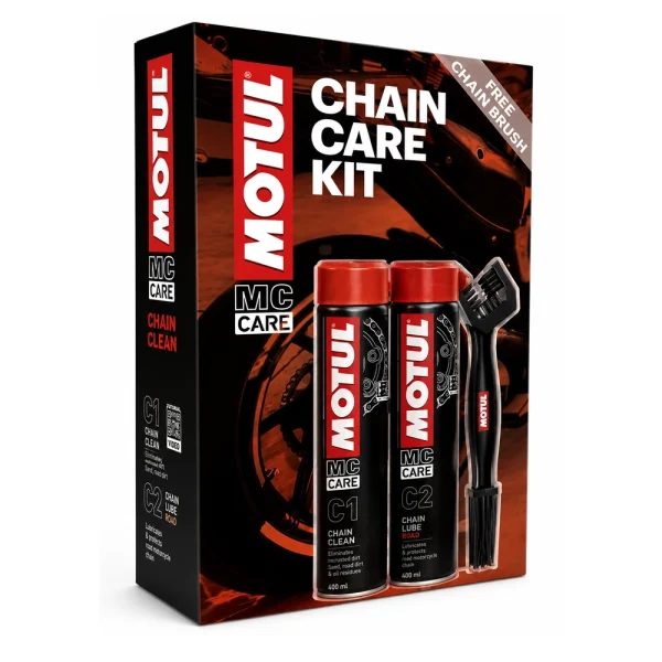 Motul Chain Care Kit Chain Maintenance Kit C1 Cleaner + C2 Road Spray + Brush