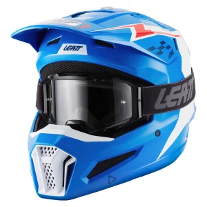 Leatt Moto 3.5 V27 MX Helmet Blue/White/Red with Goggles