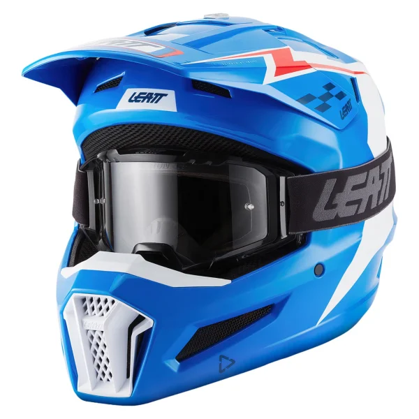 Leatt Moto 3.5 V27 MX Helmet Blue/White/Red with Goggles