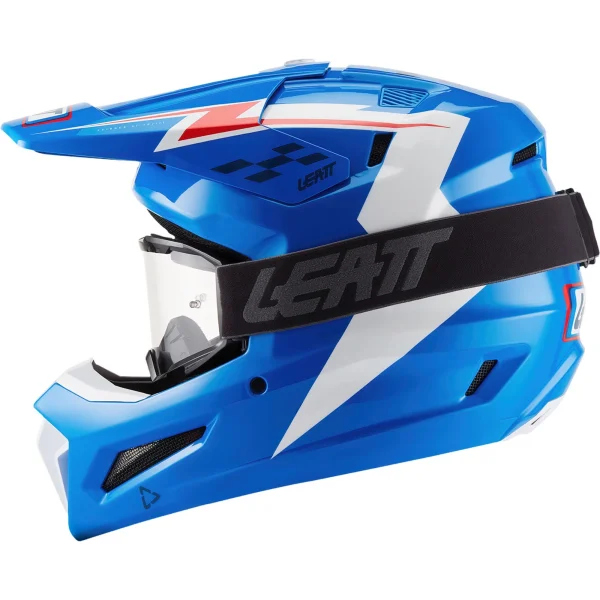 Leatt Moto 3.5 V27 MX Helmet Blue/White/Red with Goggles