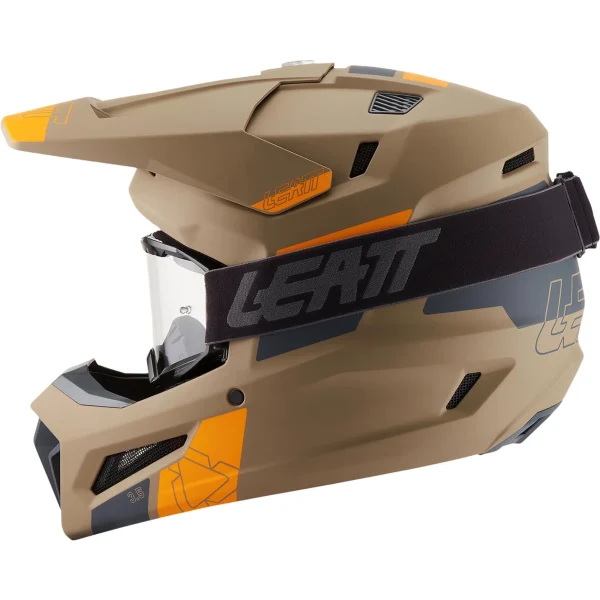 Leatt Moto 3.5 V27 MX Helmet Khaki with Goggles