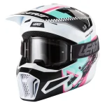 Leatt Moto 3.5 V27 MX Helmet White/Black/Pink with Goggles