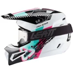 Leatt Moto 3.5 V27 MX Helmet White/Black/Pink with Goggles