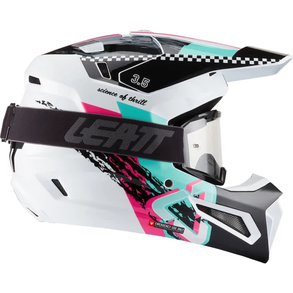 Leatt Moto 3.5 V27 MX Helmet White/Black/Pink with Goggles