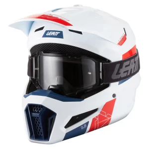 Leatt Moto 3.5 V27 MX Helmet White/Red/Blue with Goggles