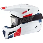 Leatt Moto 3.5 V27 MX Helmet White/Red/Blue with Goggles