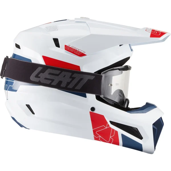 Leatt Moto 3.5 V27 MX Helmet White/Red/Blue with Goggles