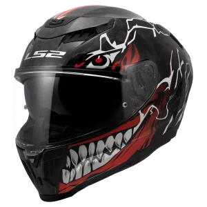 LS2 FF807 Dragon Forged Carbon Incubus Helmet Black/White/Red