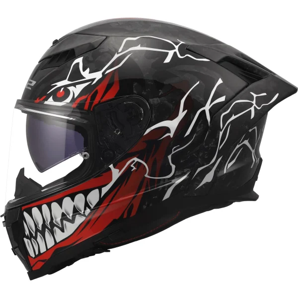 LS2 FF807 Dragon Forged Carbon Incubus Helmet Black/White/Red
