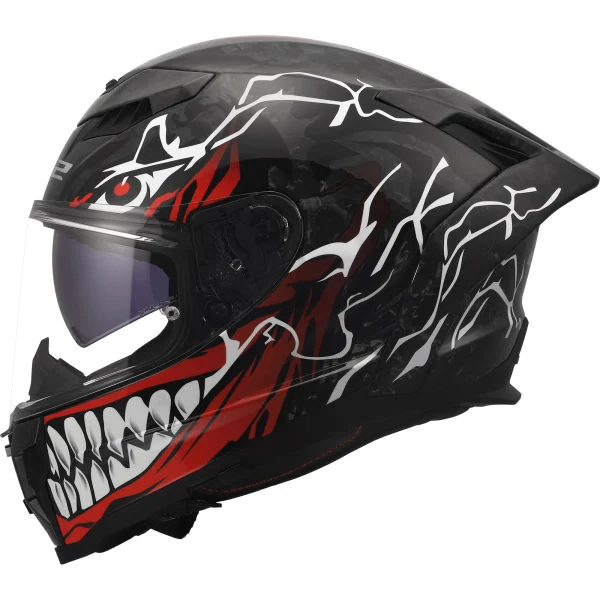 LS2 FF807 Dragon Forged Carbon Incubus Helmet Black/White/Red