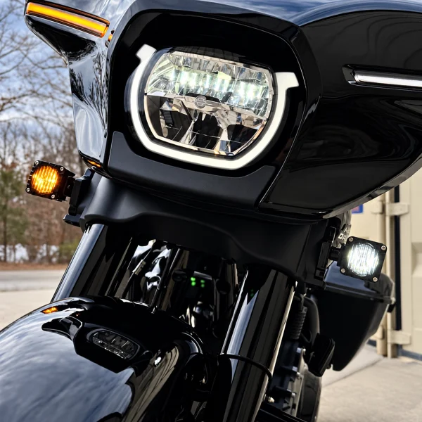 Custom Dynamics Shark Demon LED Front Turn Signal White/Amber Harley-Davidson Street Glide 23-26