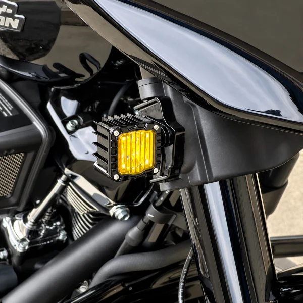 Custom Dynamics Shark Demon LED Front Turn Signal Yellow Harley-Davidson Street Glide 23-26