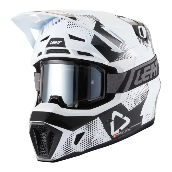Leatt Moto 7.5 V27 MX Helmet Black/White with Goggles
