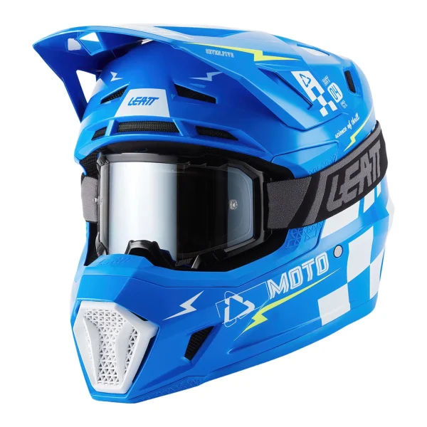 Leatt Moto 7.5 V27 MX Helmet Blue with Goggles