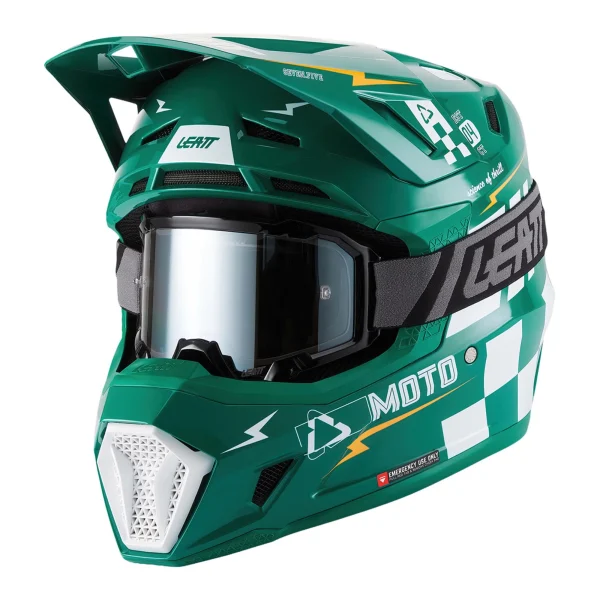 Leatt Moto 7.5 V27 MX Helmet Green with Goggles