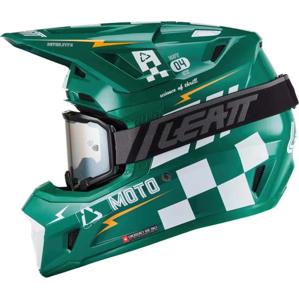 Leatt Moto 7.5 V27 MX Helmet Green with Goggles