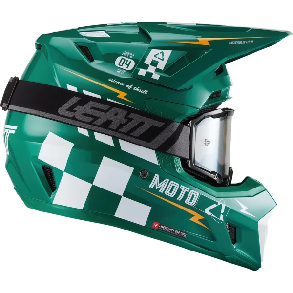 Leatt Moto 7.5 V27 MX Helmet Green with Goggles