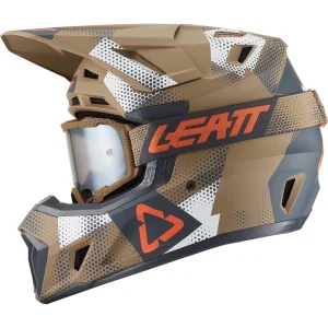 Leatt Moto 7.5 V27 MX Helmet Khaki with Goggles