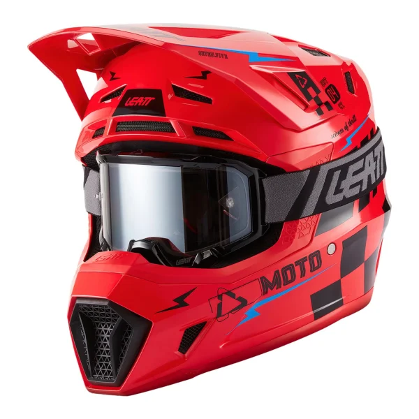 Leatt Moto 7.5 V27 MX Helmet Red with Goggles