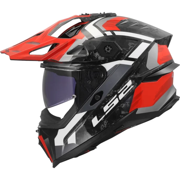 LS2 MX707 Explorer Evo Forged Carbon Falkur Enduro Helmet Red/White