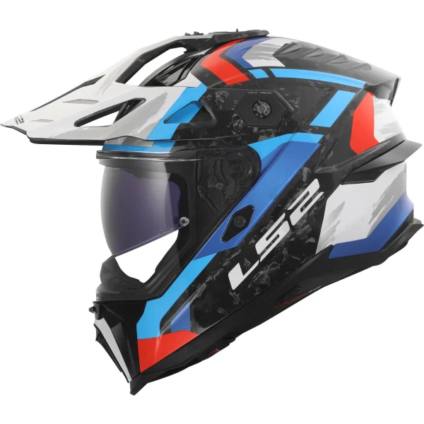 LS2 MX707 Explorer Evo Forged Carbon Falkur Enduro Helmet White/Blue/Red