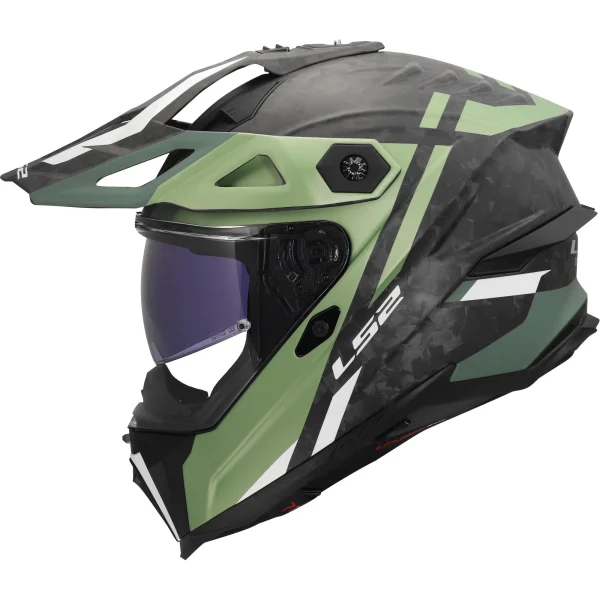 LS2 MX707 Explorer Evo Forged Carbon Zelior Enduro Helmet Green/Grey