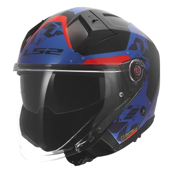 LS2 OF603 Infinity II Nightline Jet Helmet Blue/Red