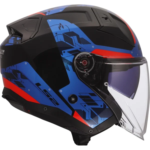 LS2 OF603 Infinity II Nightline Jet Helmet Blue/Red