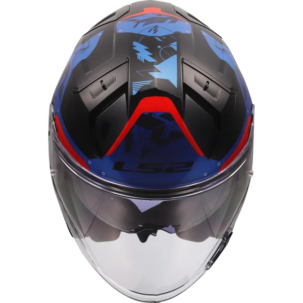 LS2 OF603 Infinity II Nightline Jet Helmet Blue/Red