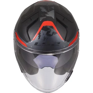 LS2 OF603 Infinity II Nightline Jet Helmet Grey/Red, Motoee.com
