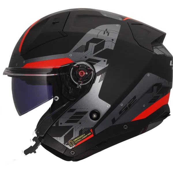 LS2 OF603 Infinity II Nightline Jet Helmet Grey/Red
